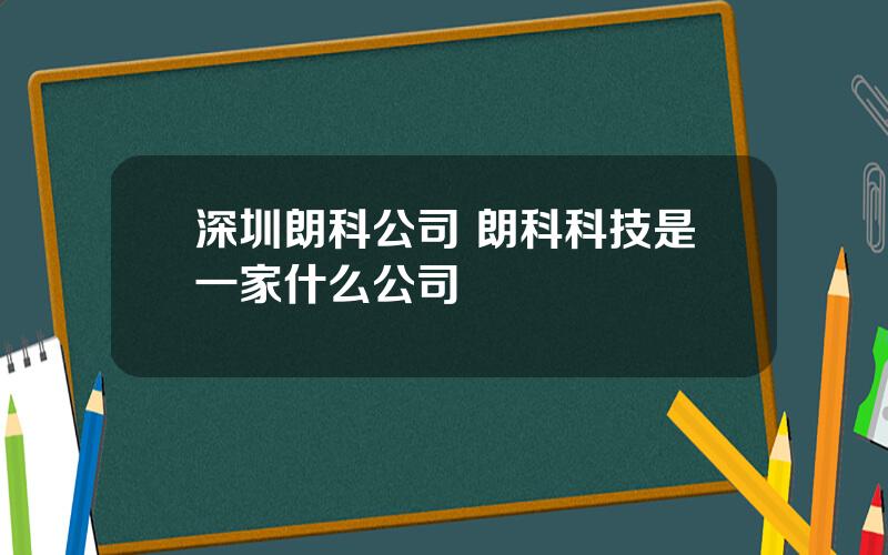 深圳朗科公司 朗科科技是一家什么公司